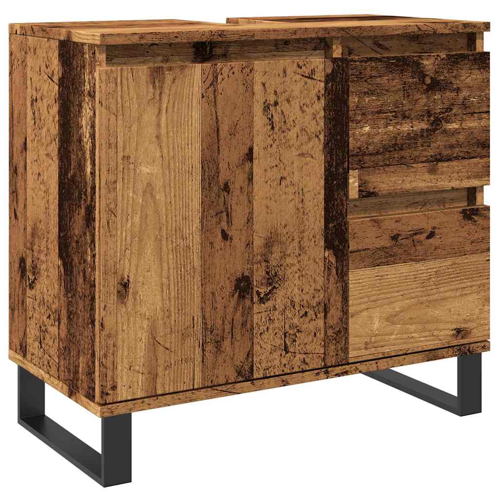 Baderomsvaskskap gammelt tre 65x33x60 cm konstruert tre