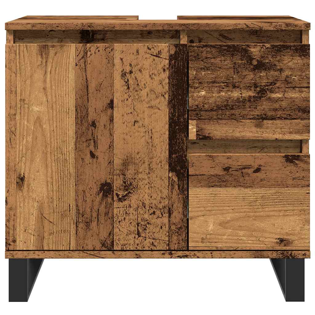 Baderomsvaskskap gammelt tre 65x33x60 cm konstruert tre