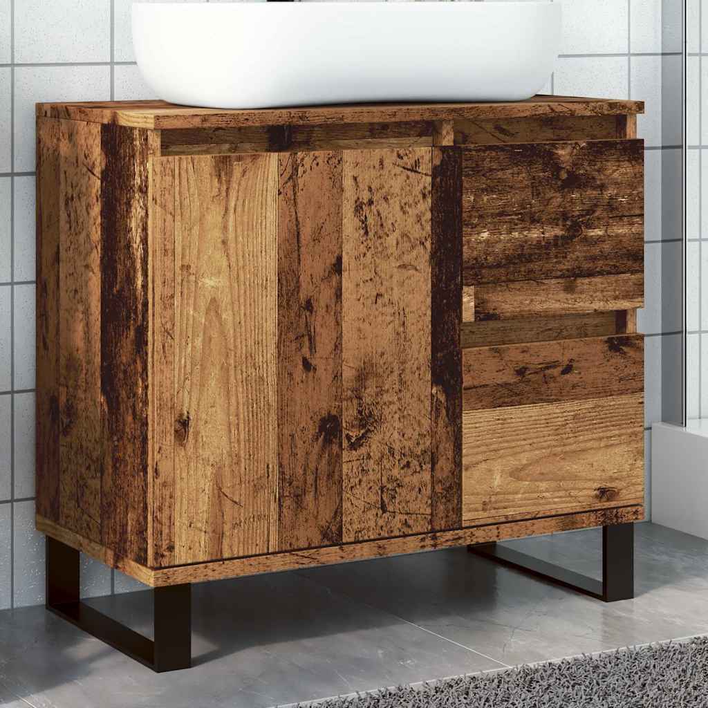 Baderomsvaskskap gammelt tre 65x33x60 cm konstruert tre