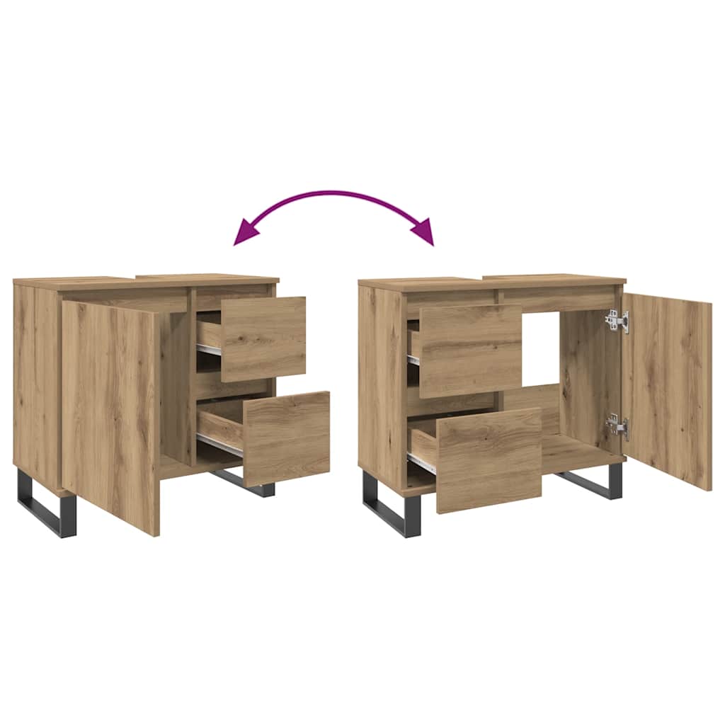 Badeservantskap artisan eik 65x33x60 cm konstruert tre