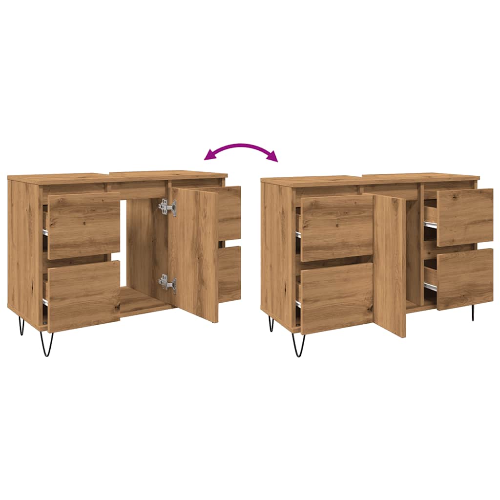 Baderomsskap artisan eik 80x33x60 cm konstruert tre