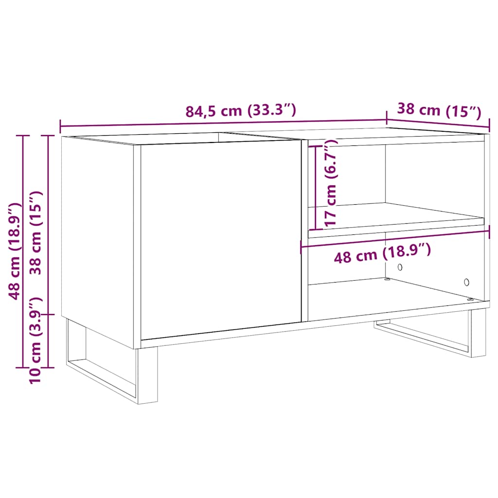 Plateskap artisan eik 84,5x38x48 cm konstruert tre