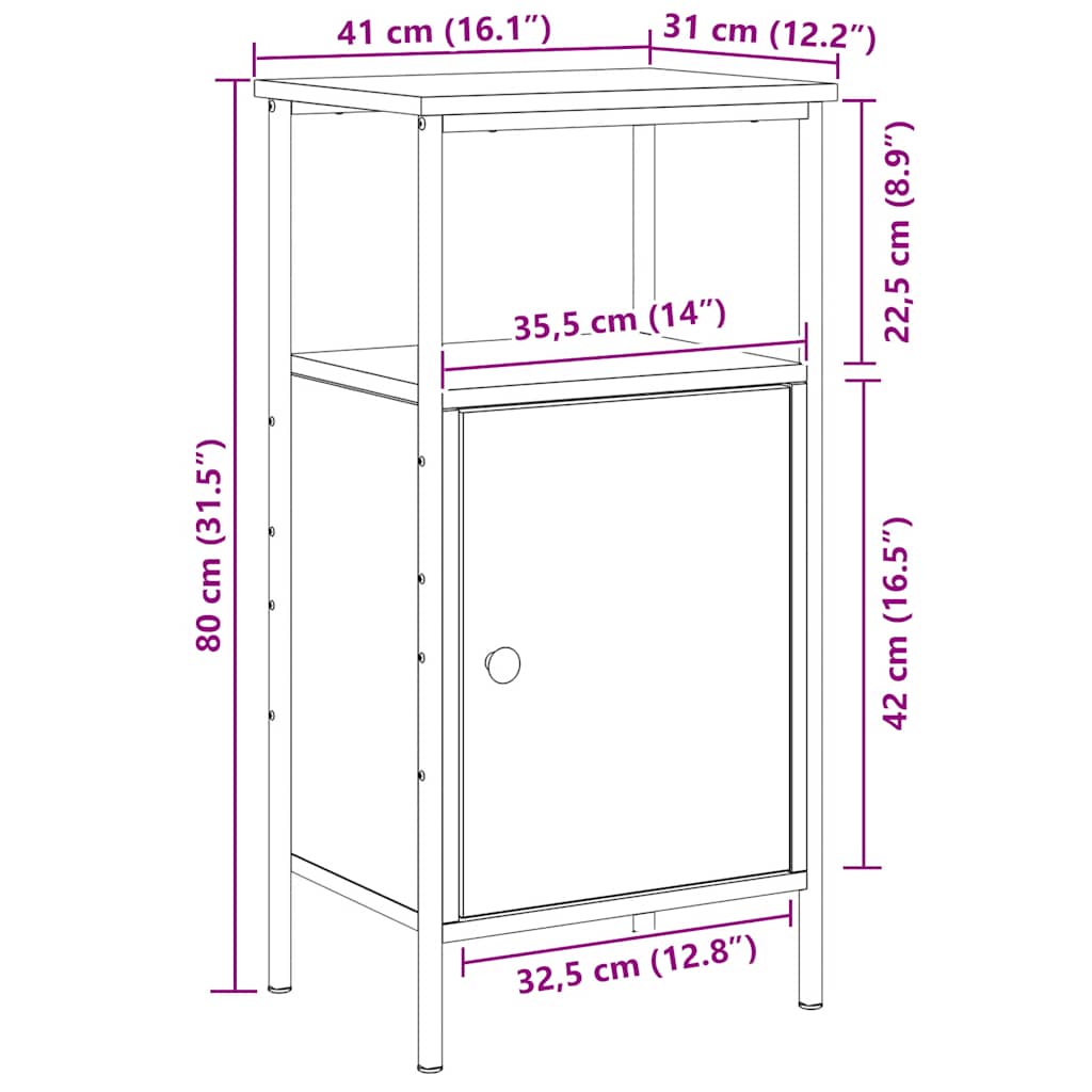 Nattbord artisan eik 41x31x80 cm konstruert tre
