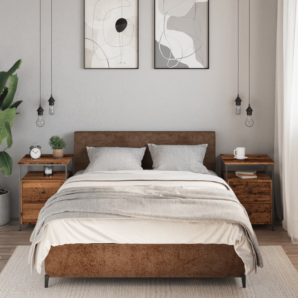 Nattbord 2 stk gammelt tre 44x45x60 cm konstruert tre