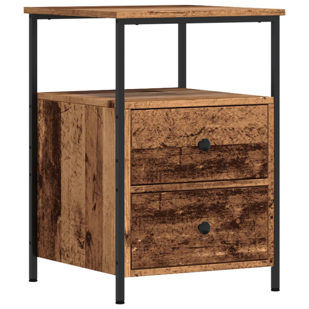 Nattbord 2 stk gammelt tre 34x35,5x50 cm konstruert tre