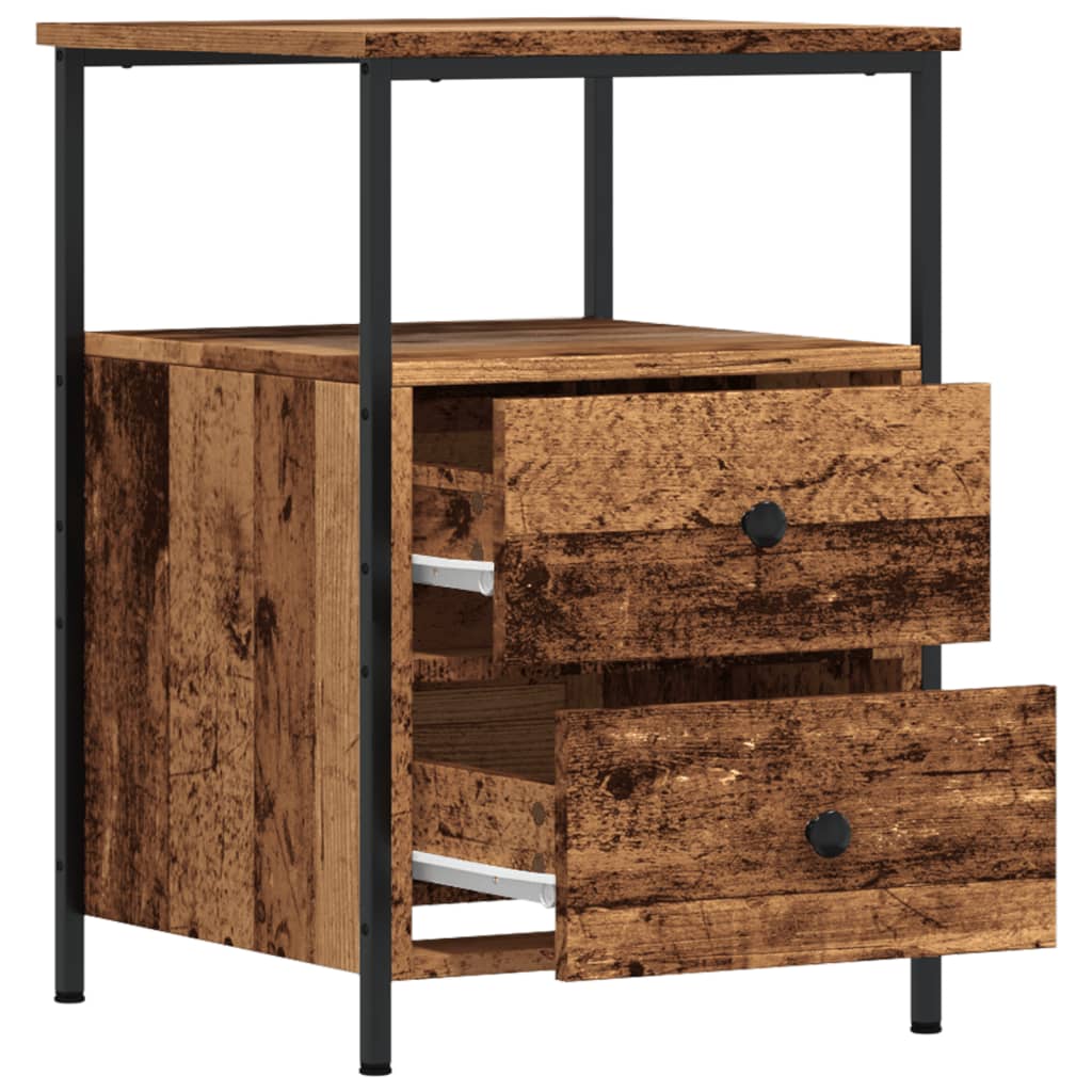 Nattbord 2 stk gammelt tre 34x35,5x50 cm konstruert tre