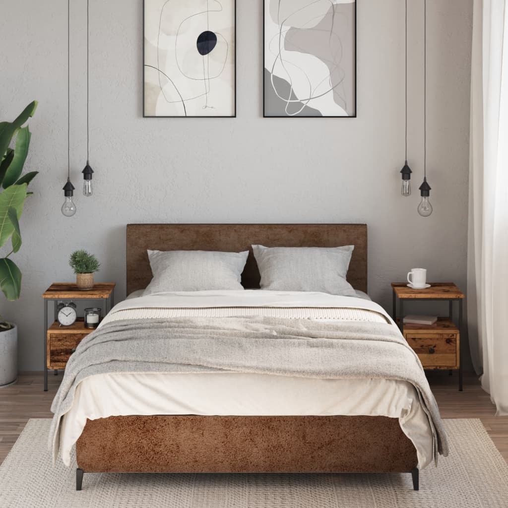 Nattbord 2 stk gammelt tre 34x36x50 cm konstruert tre