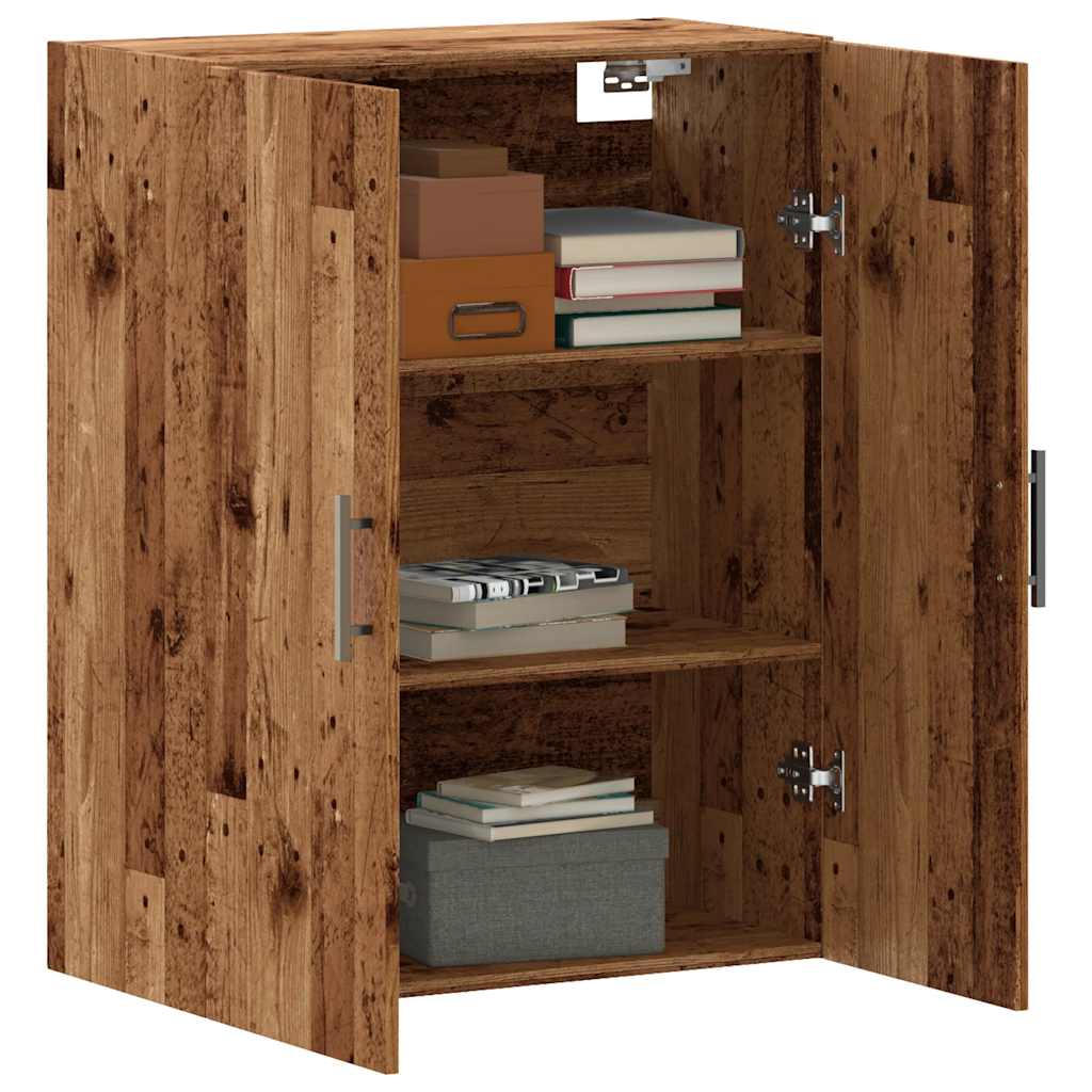 Veggmontert skap gammelt tre 69,5x34x90 cm