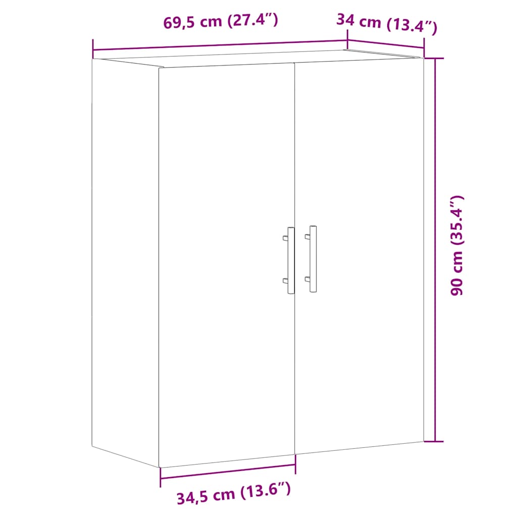 Veggskap artisan eik 69,5x34x90 cm