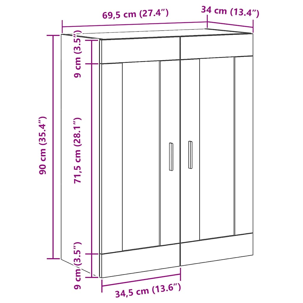 Veggskap artisan eik 69,5x34x90 cm konstruert tre
