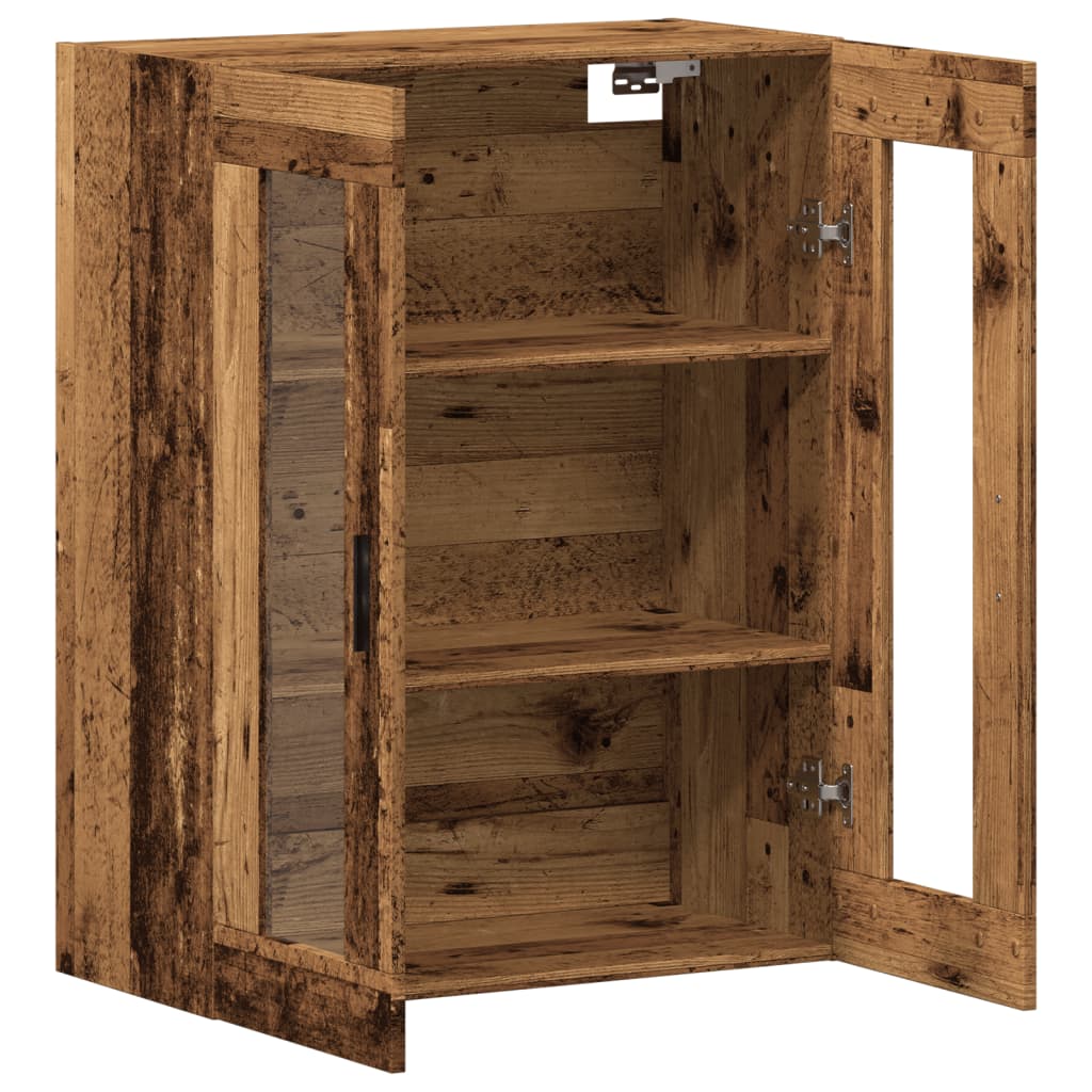 Veggmontert skap gammelt tre 69,5x34x90 cm