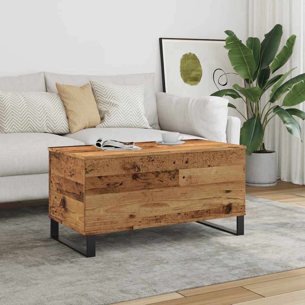 Salongbord gammelt tre 90x44,5x45 cm konstruert tre