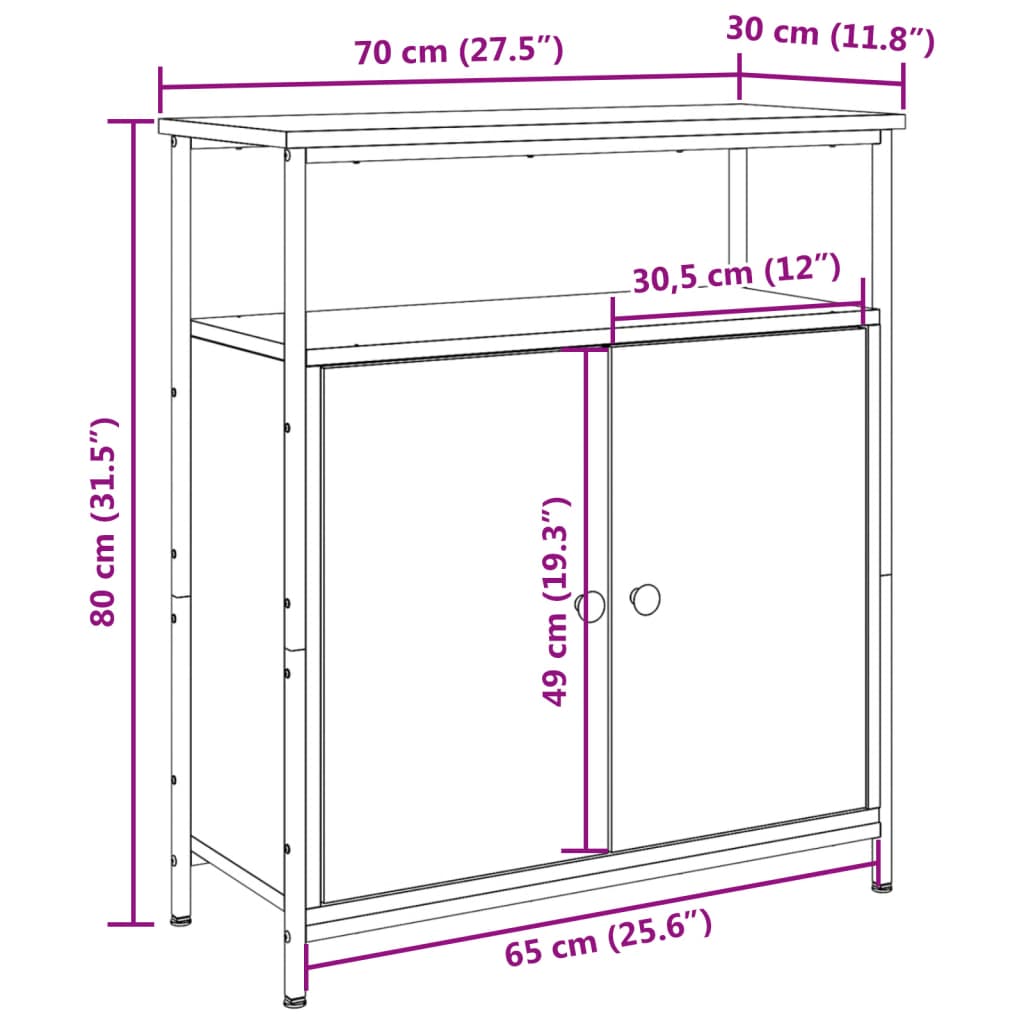 Skjenk gammelt tre 70x30x80 cm konstruert tre