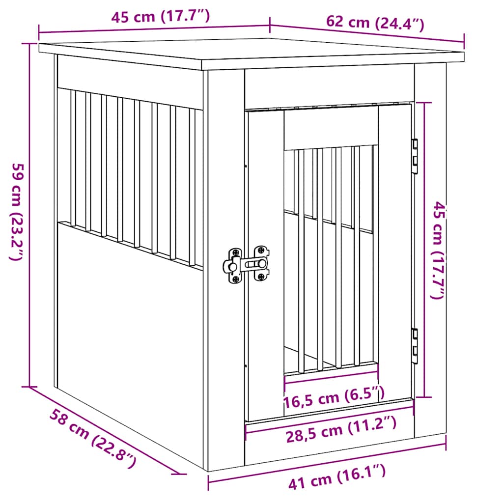 Hundeburmøbler gammelt tre 45x62x59 cm konstruert tre vidaXL
