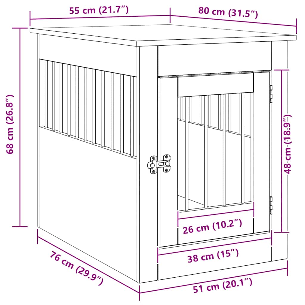 Hundeburmøbler artisan eik 55x80x68 cm konstruert tre
