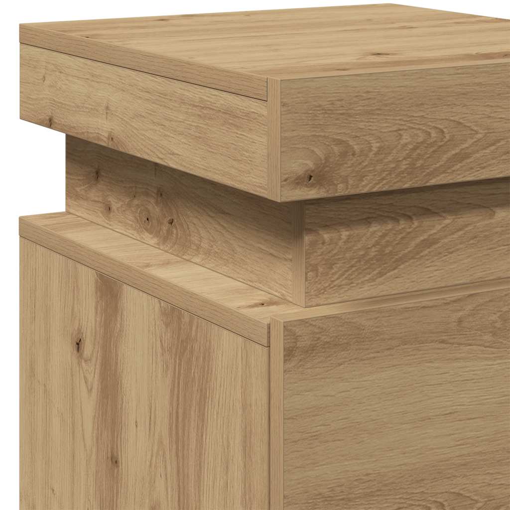 Nattbord 2 stk med LED artisan eik 35x39x55 cm konstruert tre