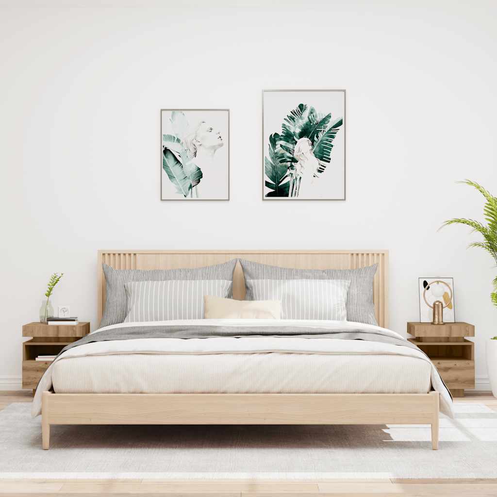 Nattbord med LED 2 stk artisan eik 40x39x48,5 cm