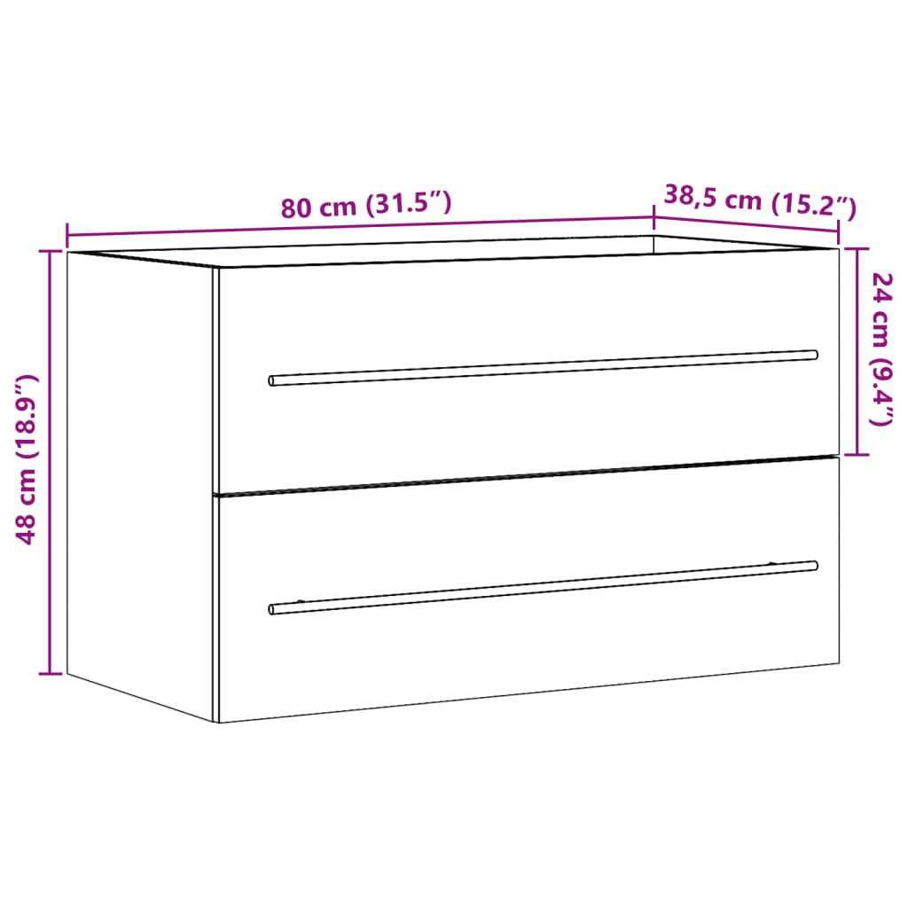 Servantskap artisan eik 80x38,5x48 cm konstruert tre