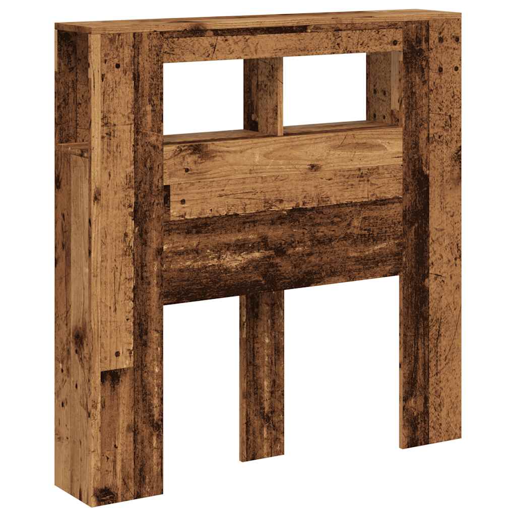 Sengegavl med LED gammelt tre 100x18,5x103,5 cm konstruert tre