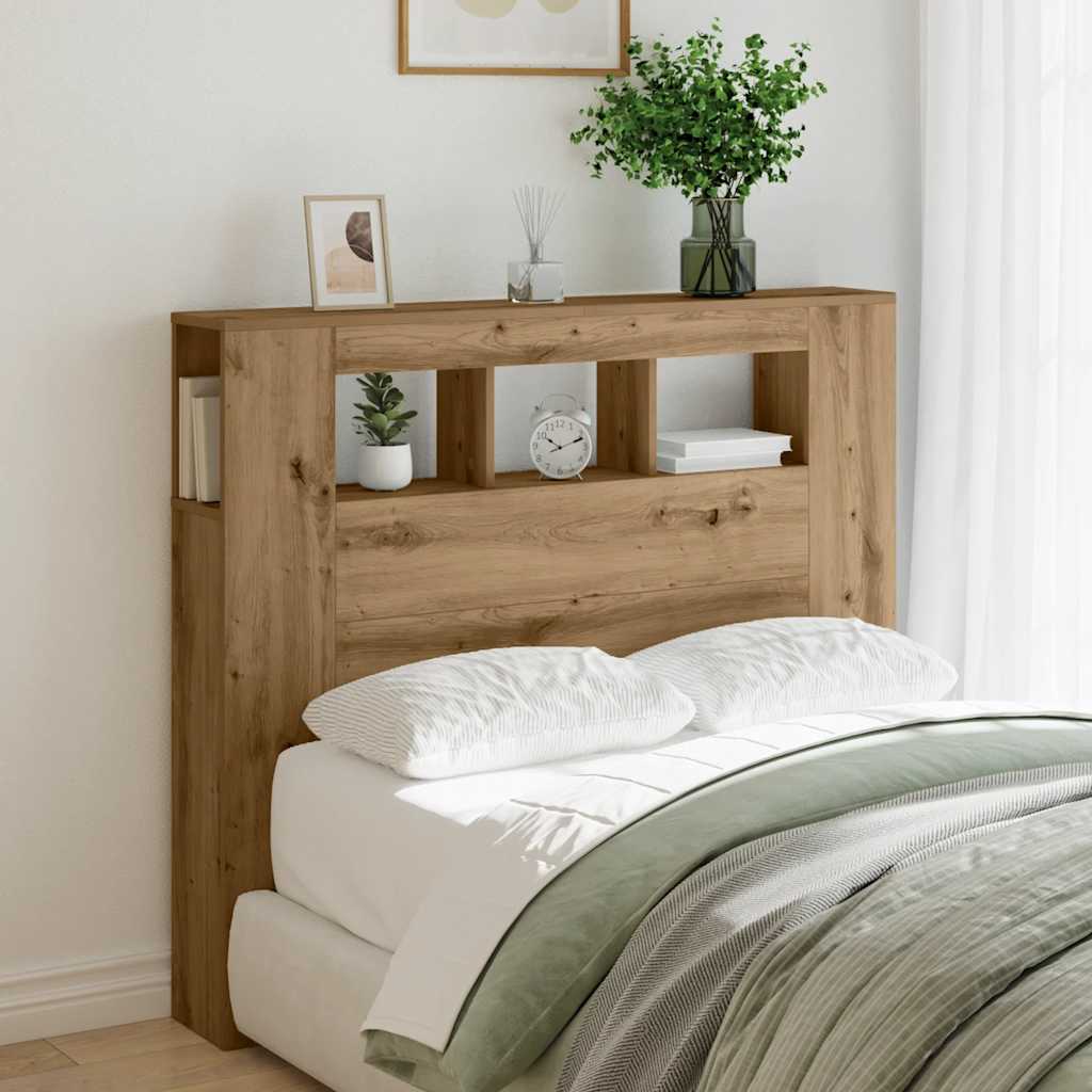 Sengegavl med LED artisan eik 120x18,5x103,5 cm konstruert tre
