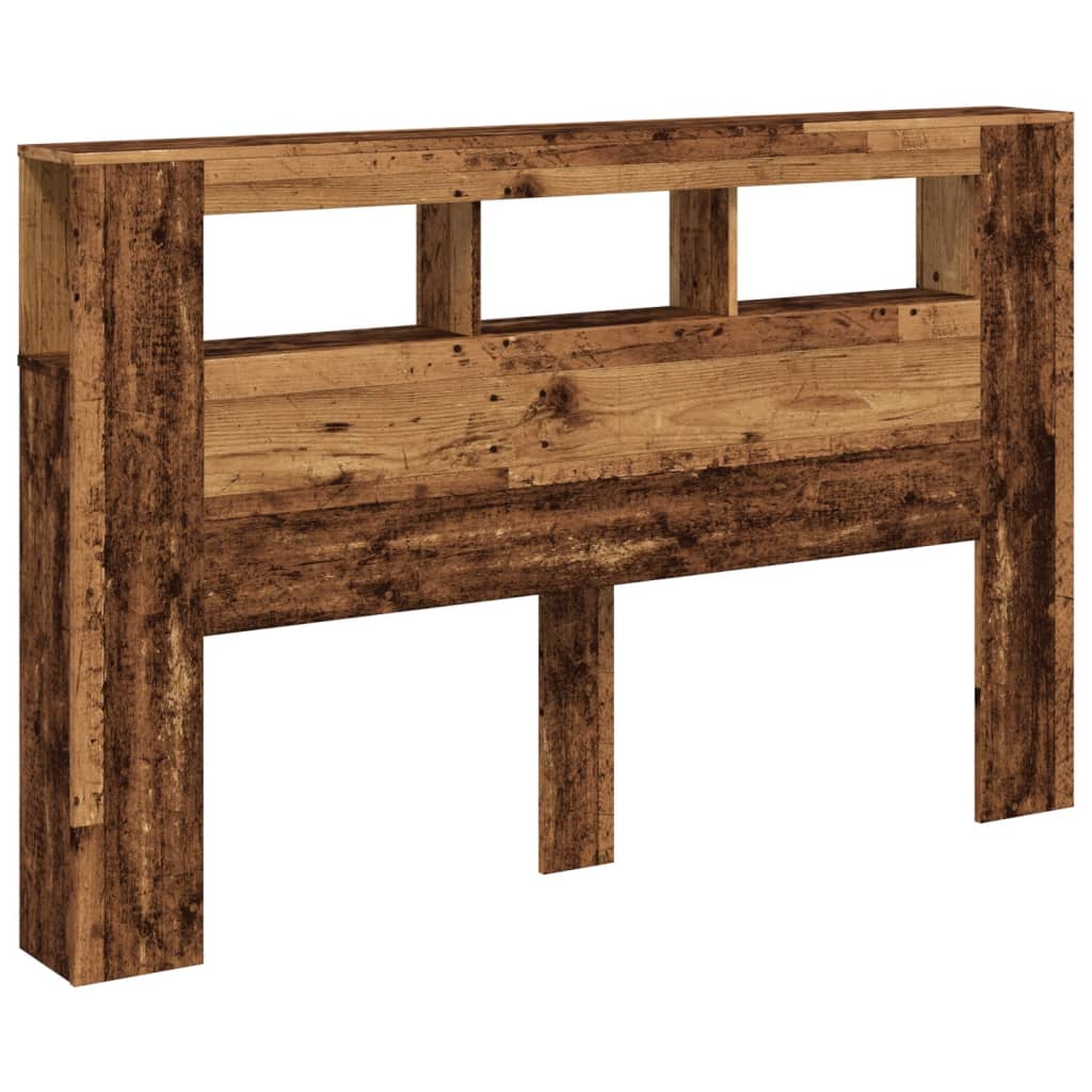Sengegavl med LED gammelt tre 160x18,5x103,5 cm konstruert tre