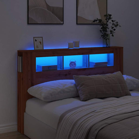 Sengegavl med LED artisan eik 160x18,5x103,5 cm konstruert tre