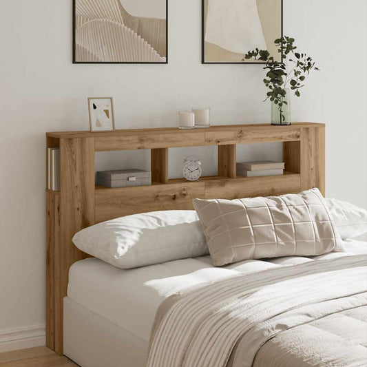 Sengegavl med LED artisan eik 160x18,5x103,5 cm konstruert tre