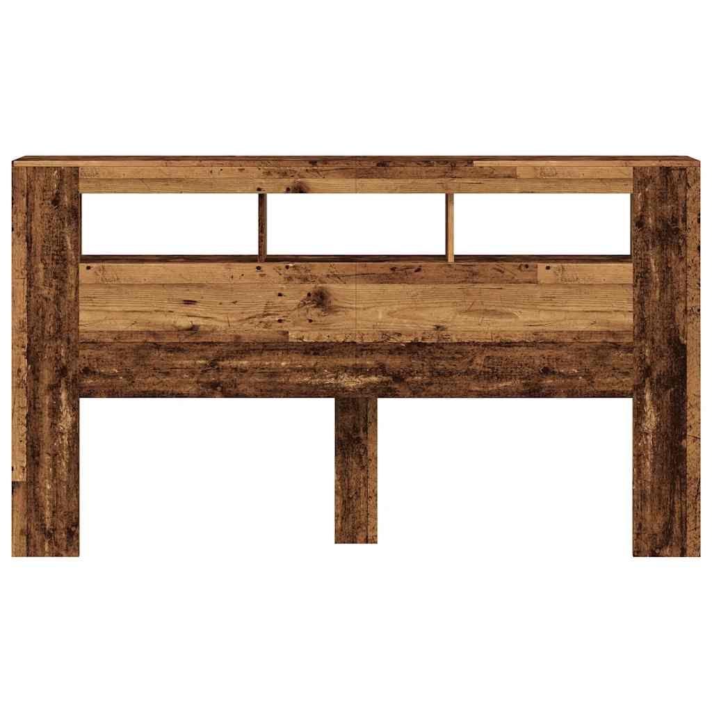 Sengegavl med LED gammelt tre 180x18,5x103,5 cm konstruert tre