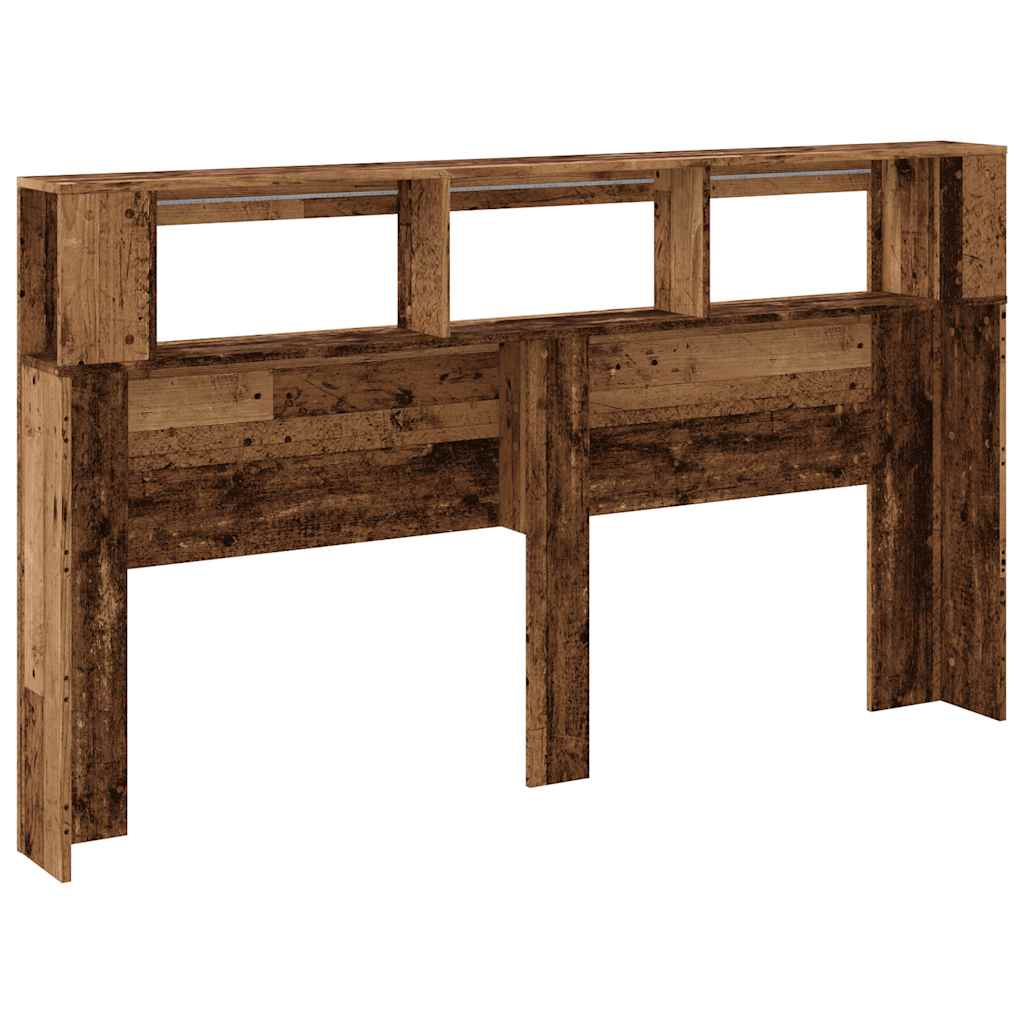 Sengegavl med LED gammelt tre 180x18,5x103,5 cm konstruert tre