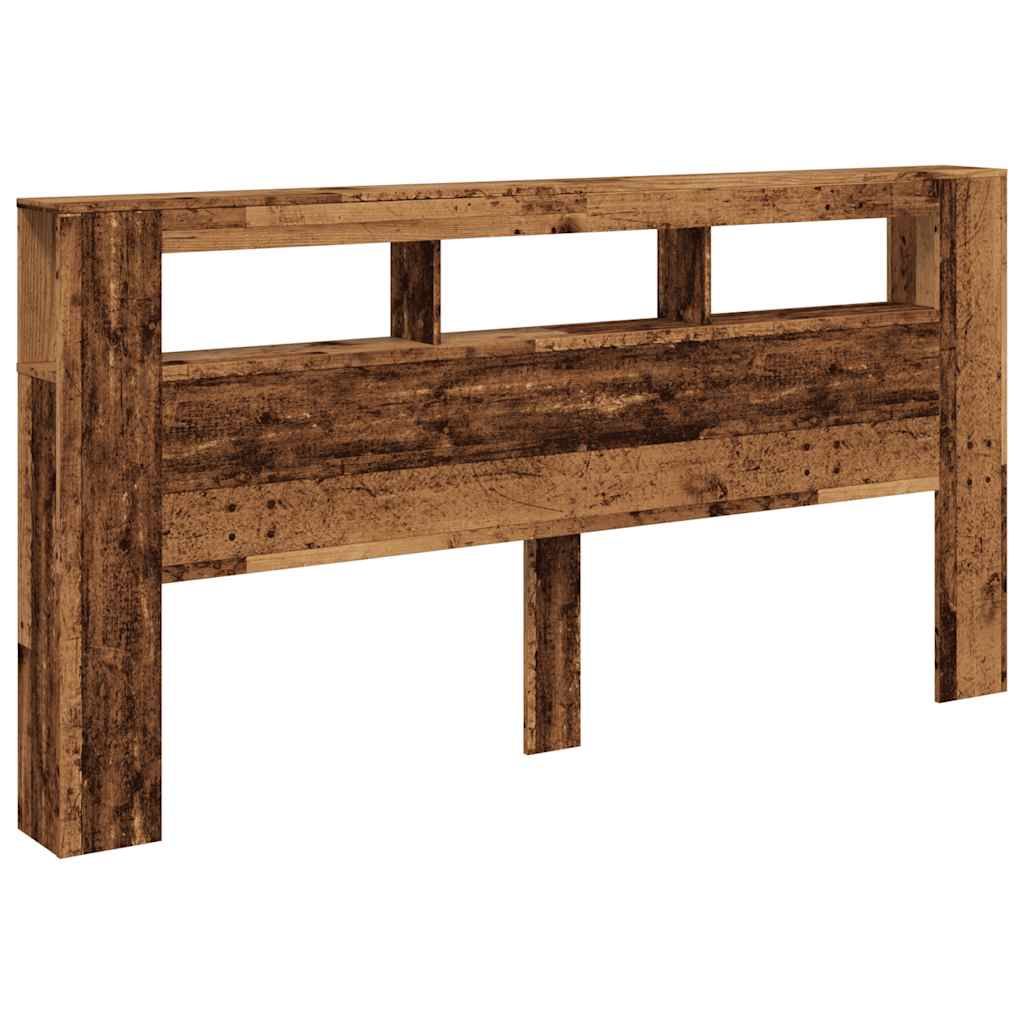 Sengegavl med LED gammelt tre 200x18,5x103,5 cm konstruert tre
