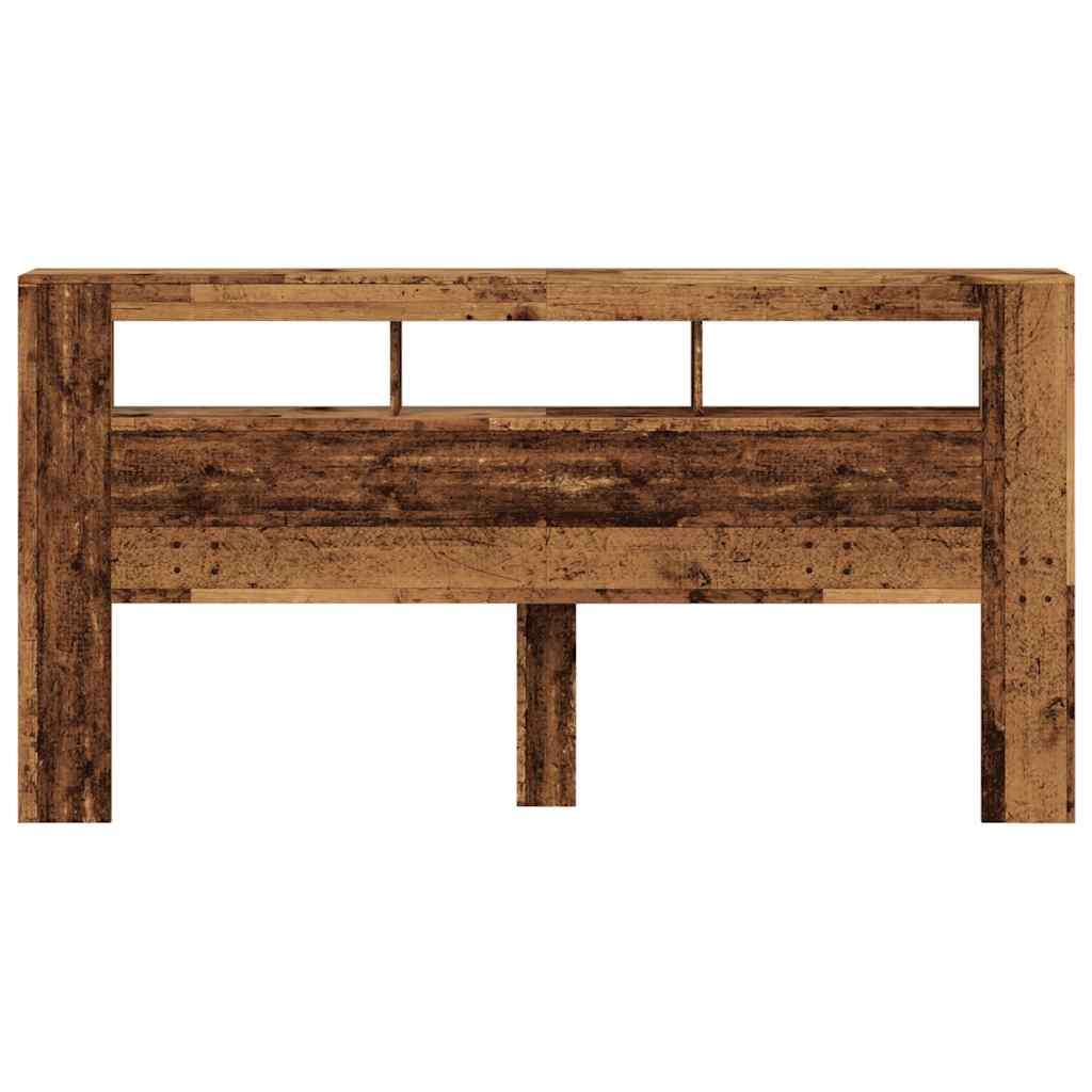 Sengegavl med LED gammelt tre 200x18,5x103,5 cm konstruert tre