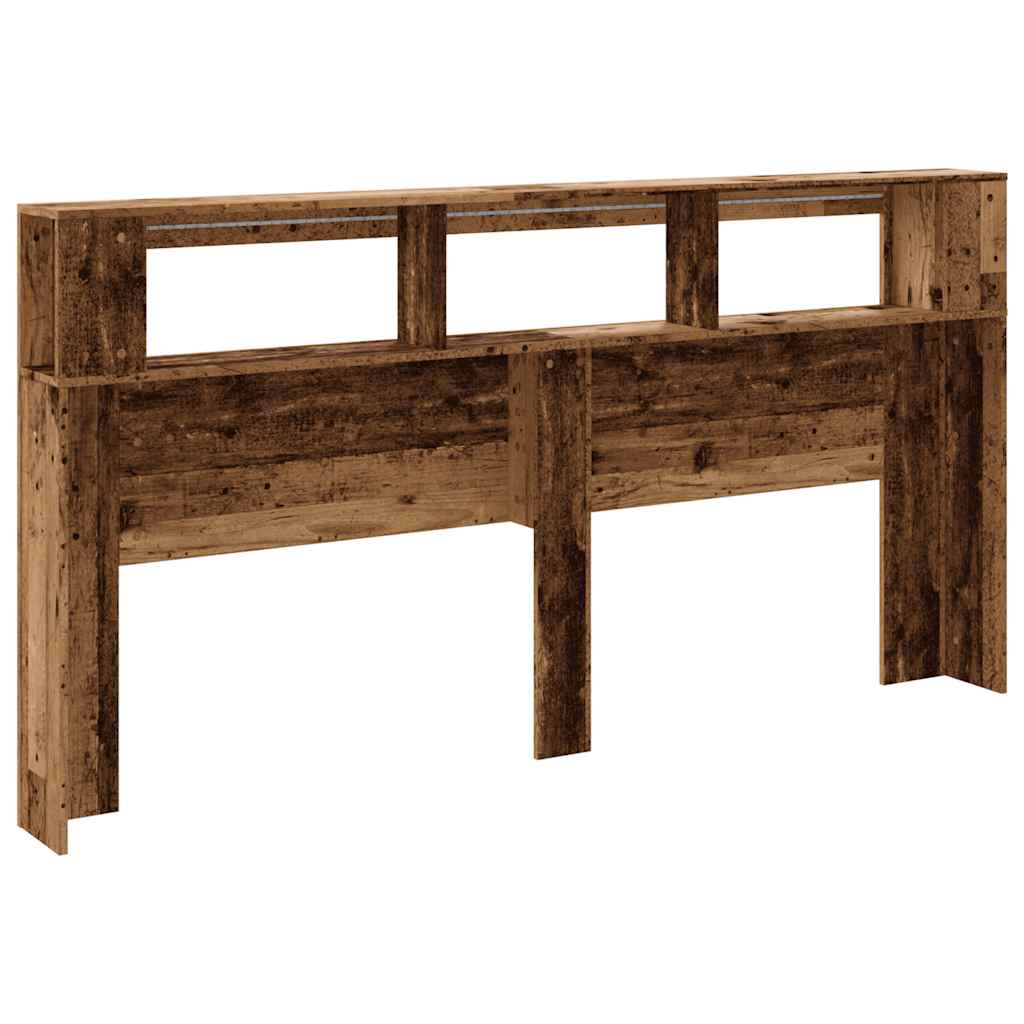 Sengegavl med LED gammelt tre 200x18,5x103,5 cm konstruert tre
