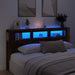 Sengegavl med LED gammelt tre 200x18,5x103,5 cm konstruert tre