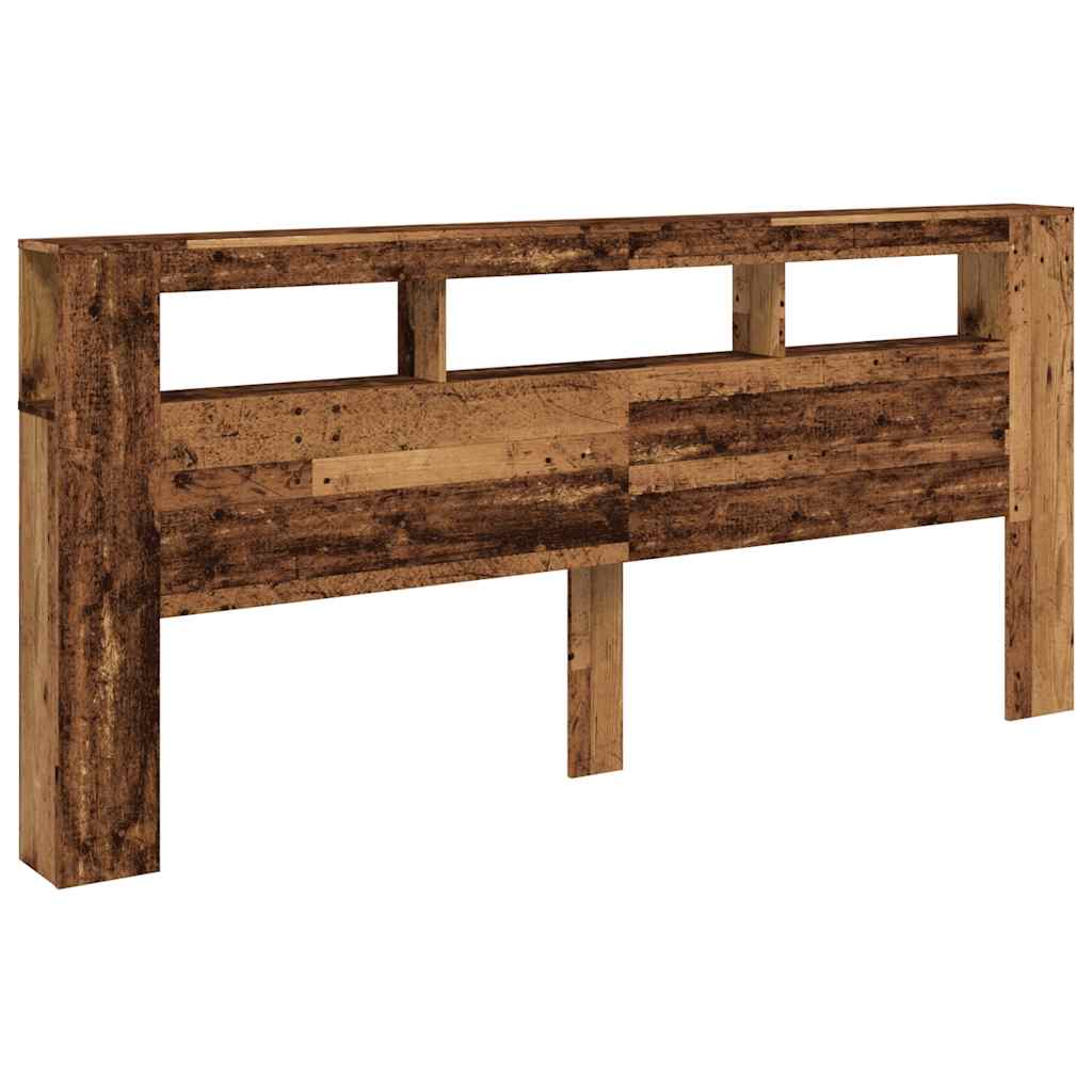 Sengegavl med LED gammelt tre 220x18,5x103,5 cm konstruert tre