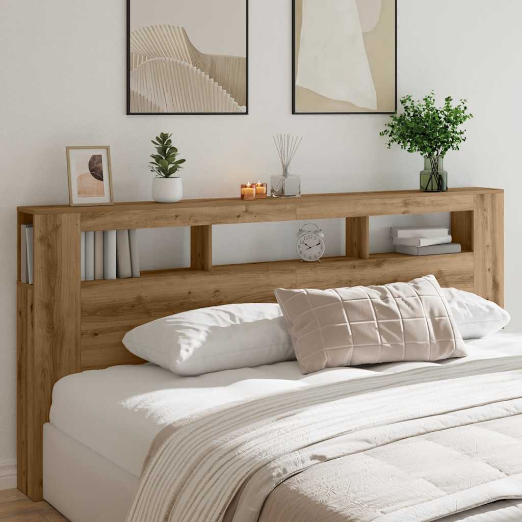 Sengegavl med LED artisan eik 220x18,5x103,5 cm konstruert tre