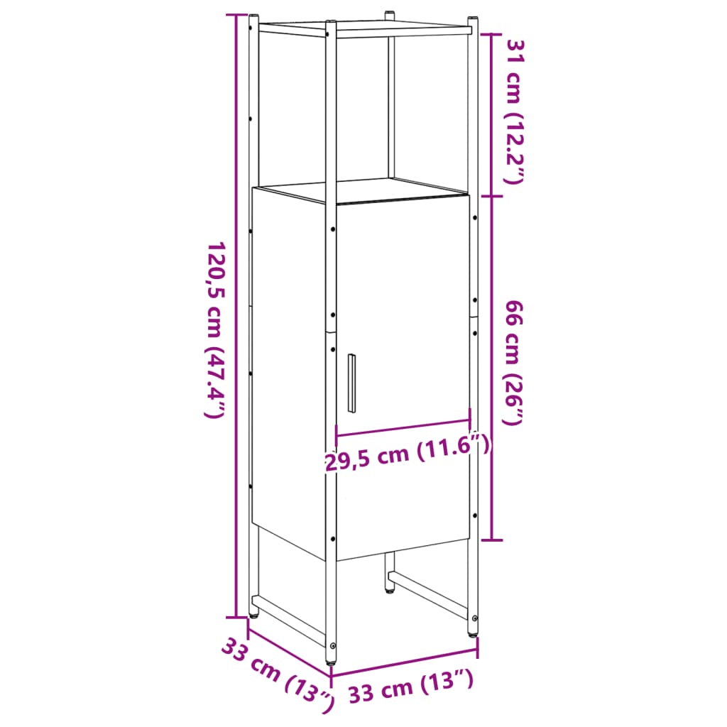 Baderomsskap artisan eik 33x33x120,5 cm konstruert tre