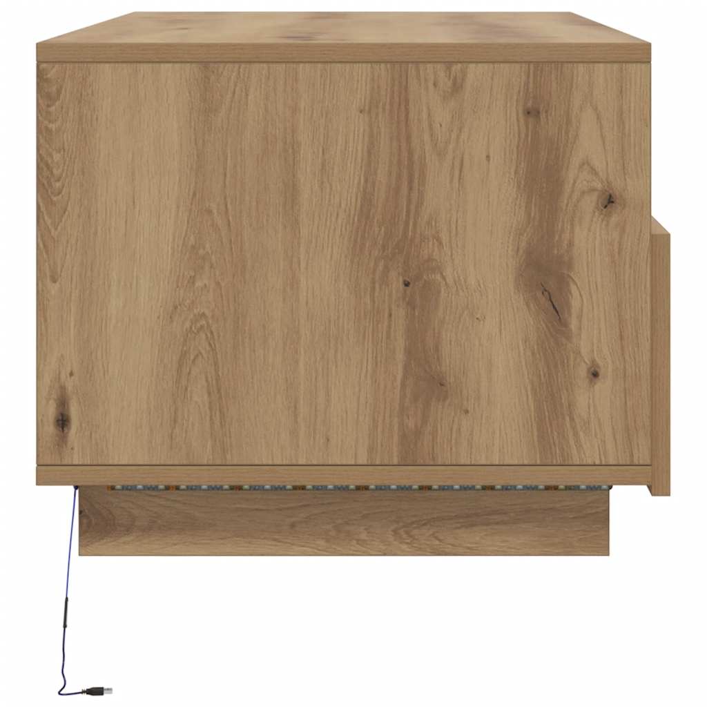 Salongbord med LED-lys artisan eik 90x49x40 cm