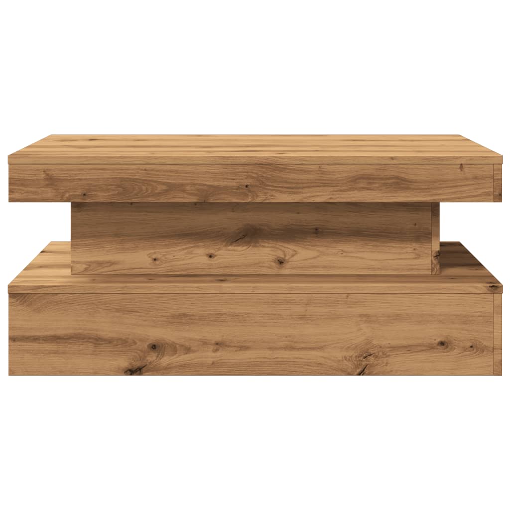 Salongbord med LED-lys artisan eik 90x50x40 cm