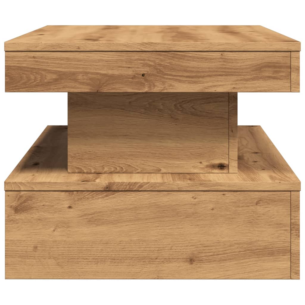 Salongbord med LED-lys artisan eik 90x50x40 cm