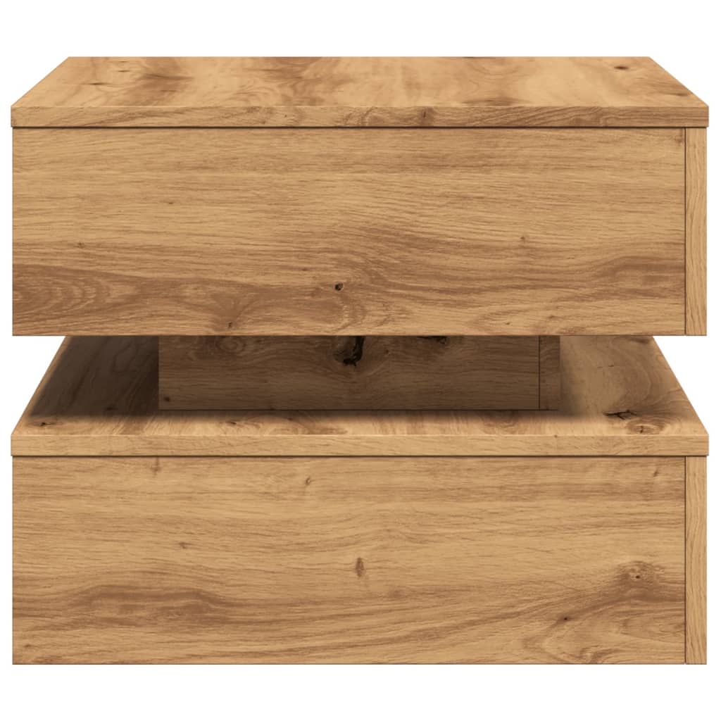Salongbord med LED-lys artisan eik 50x50x40 cm