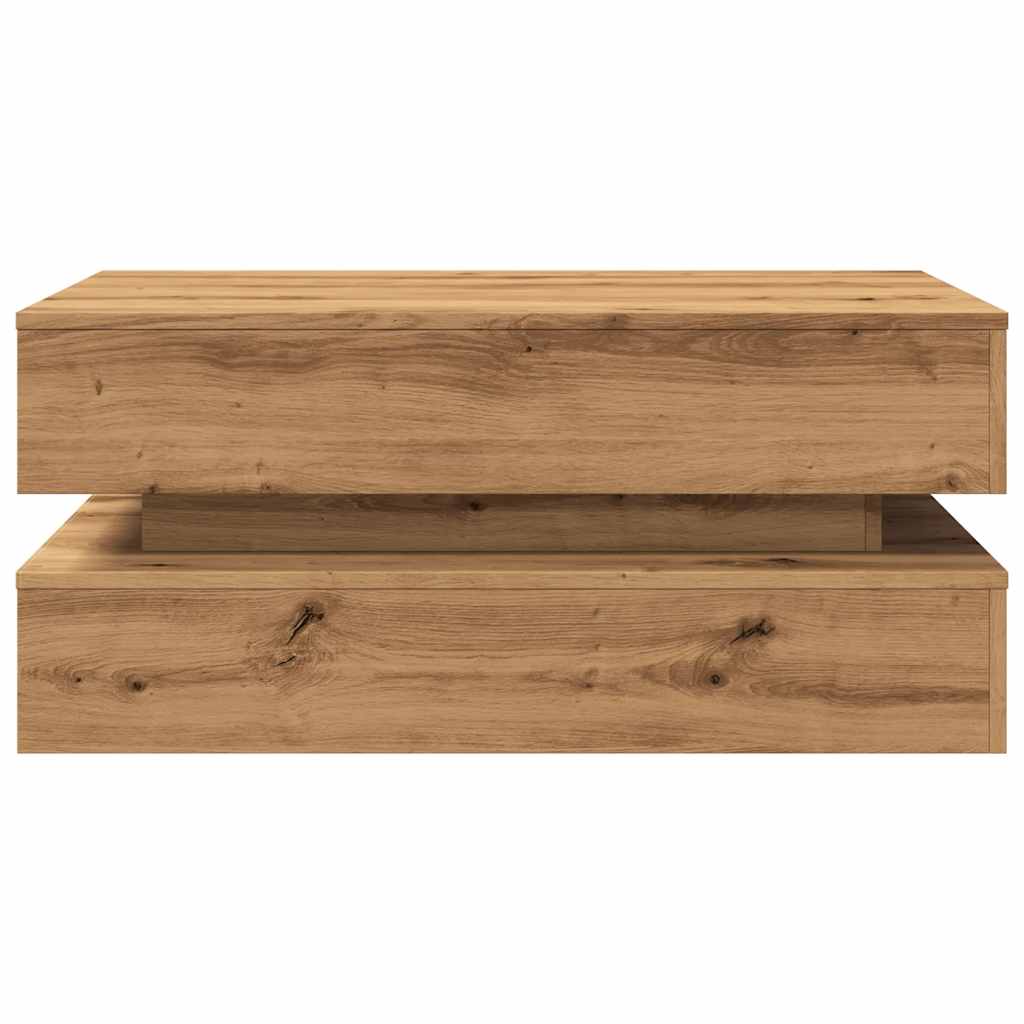 Salongbord med LED-lys artisan eik 90x50x40 cm