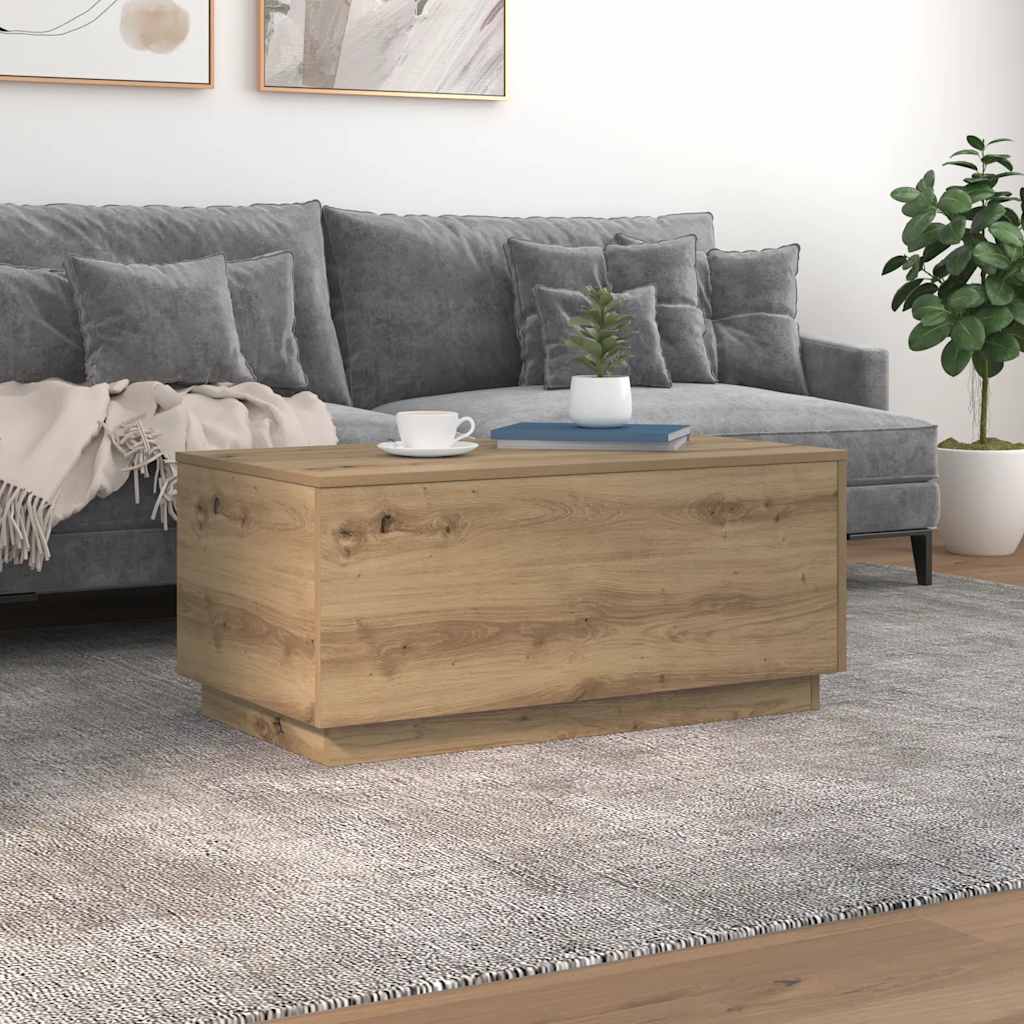 Salongbord med LED-lys artisan eik 90x50x40 cm