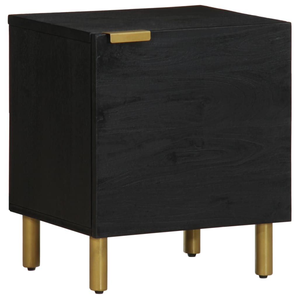 Nattbord 2 stk svart 40x33x46 cm heltre mango