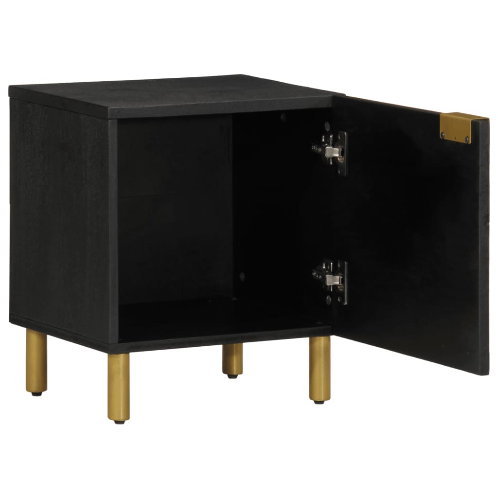 Nattbord 2 stk svart 40x33x46 cm heltre mango