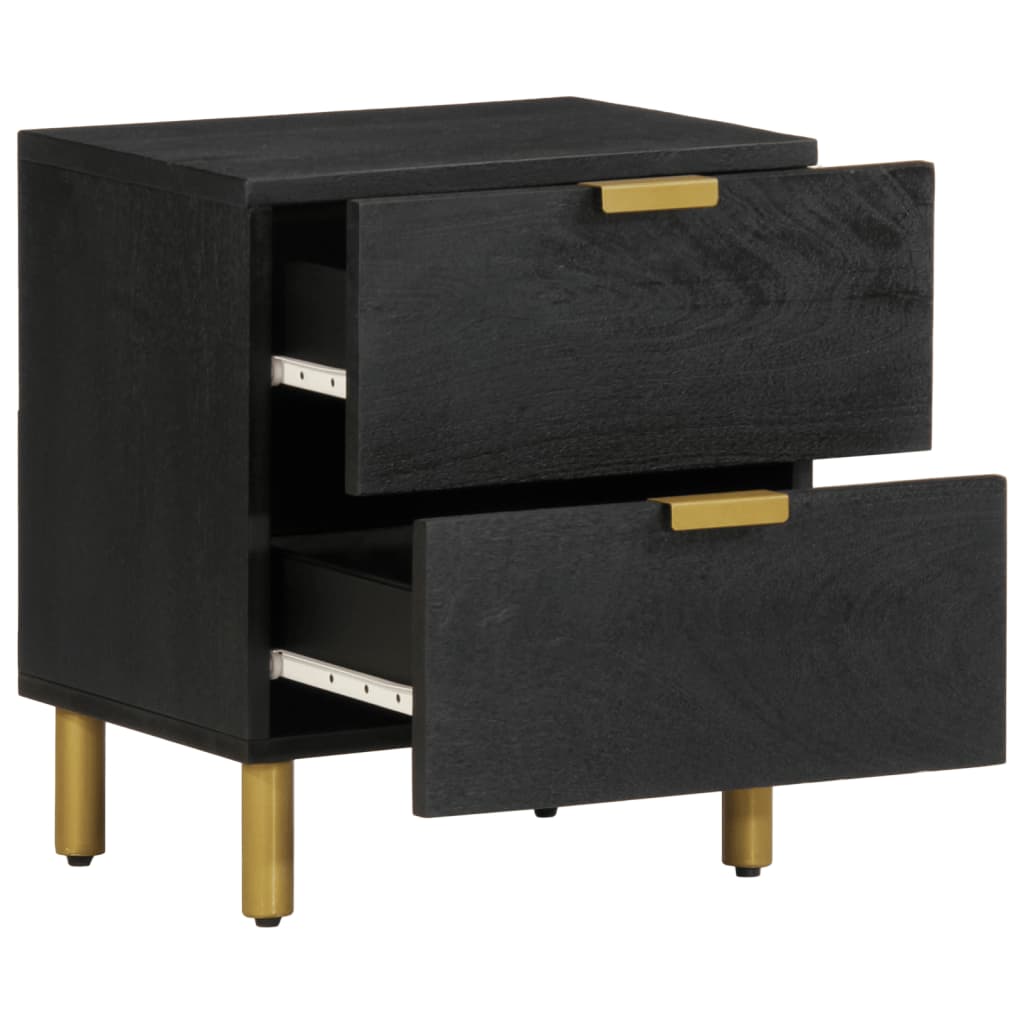Nattbord svart 40x33x46 cm heltre mango