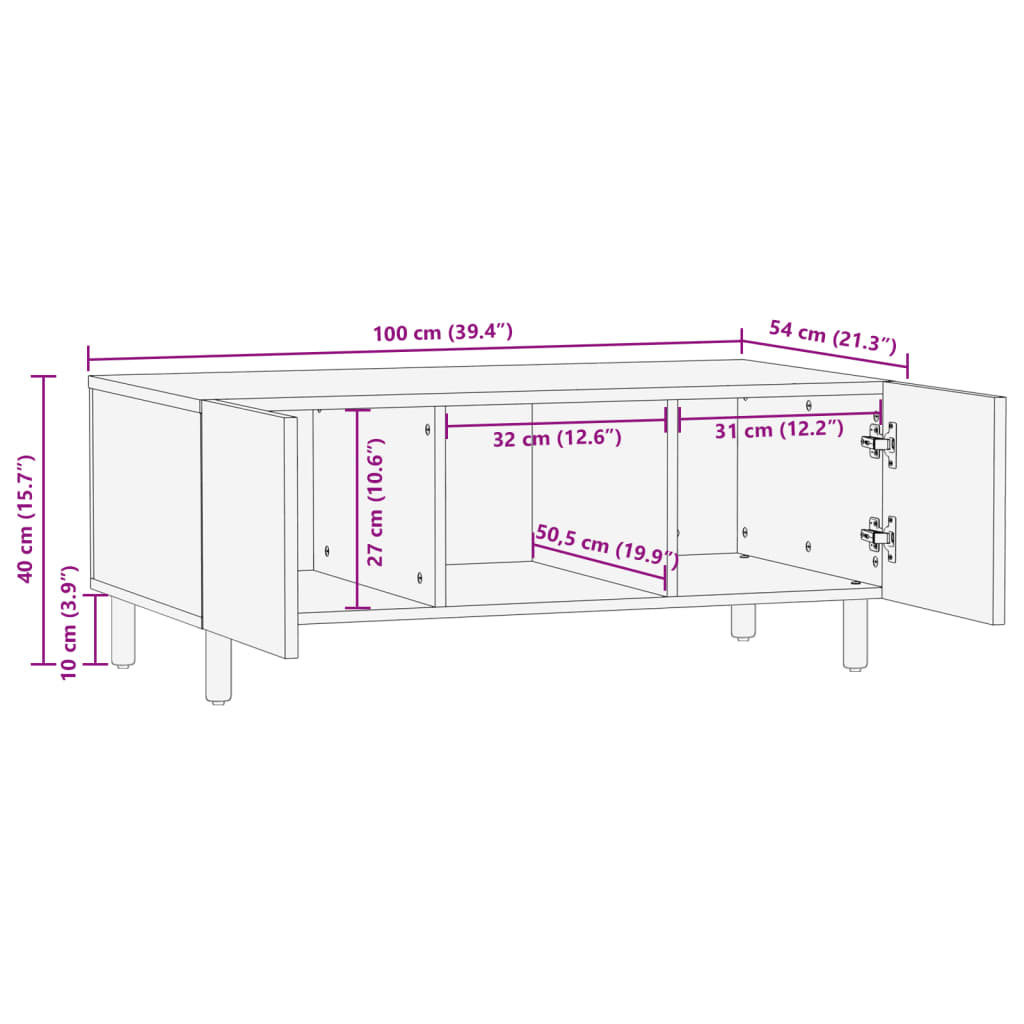 Salongbord svart 100x54x40 cm konstruert tre