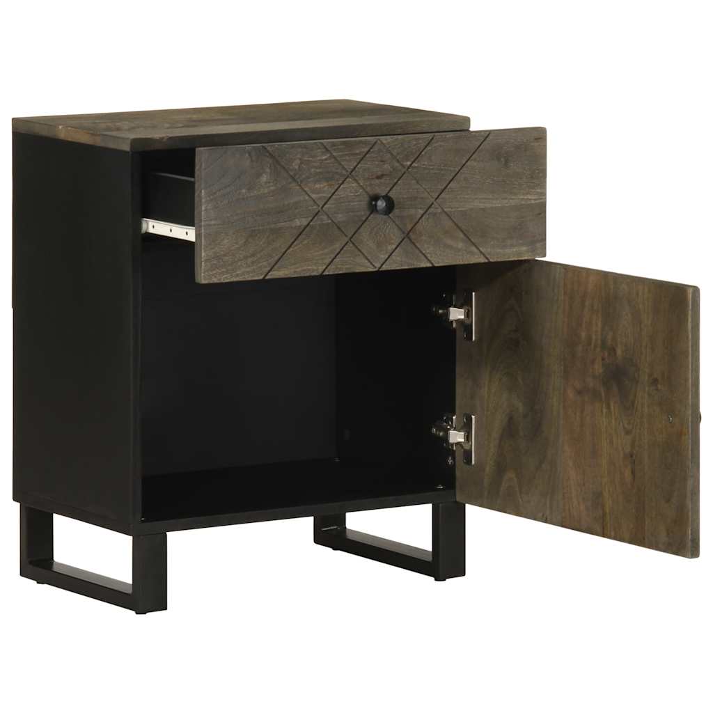 Nattbord svart 50x33x60 cm heltre mango