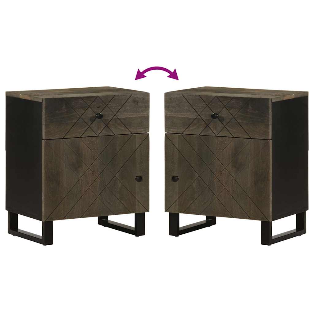 Nattbord svart 50x33x60 cm heltre mango