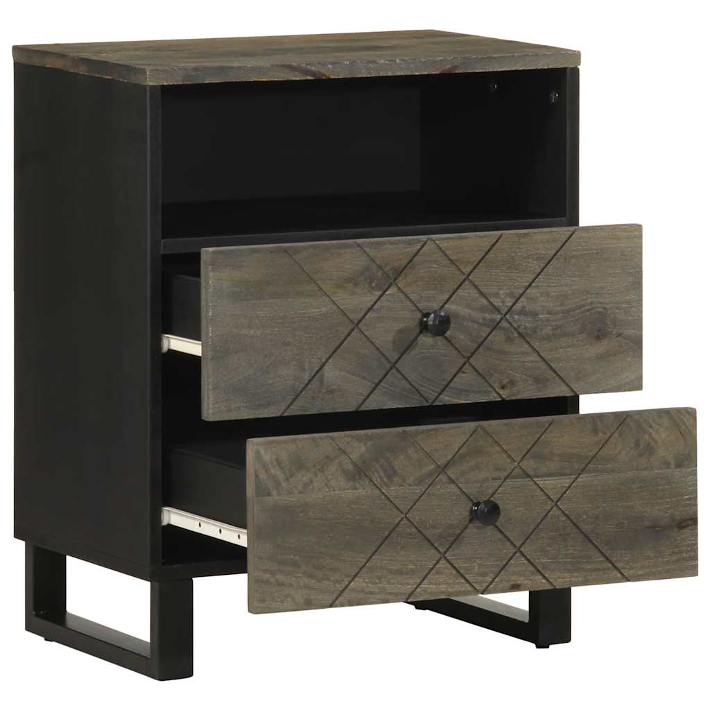 Nattbord svart 50x33x62 cm heltre mango
