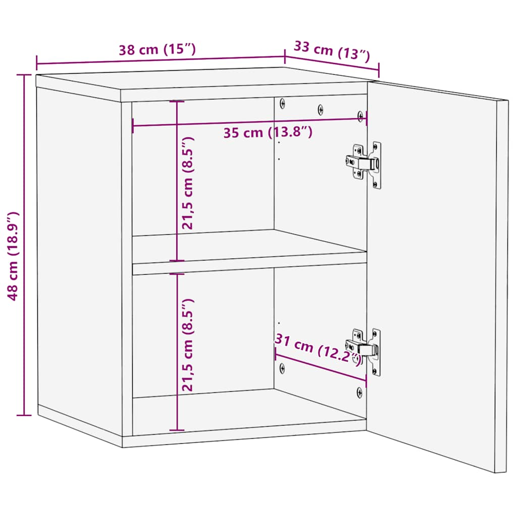 Veggmontert baderomsskap svart 38x33x48 cm heltre mango